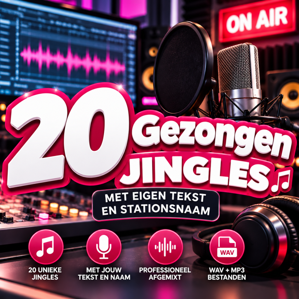 20 gezongen AI-jingles op maat met eigen teksten en stationsnaam