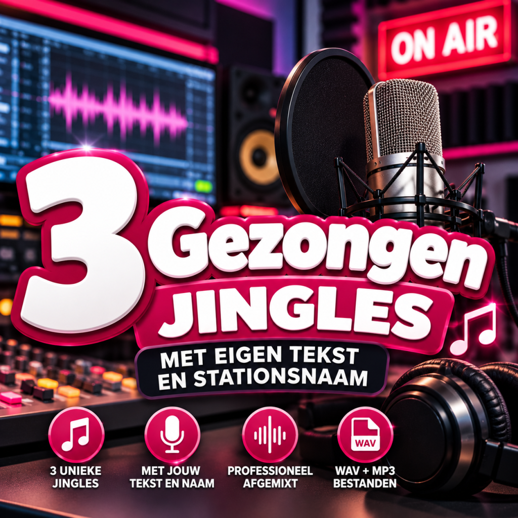 3 gezongen AI-jingles op maat met eigen tekst en stationsnaam