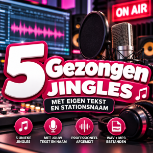 5 gezongen AI-jingles op maat met eigen teksten en stationsnaam