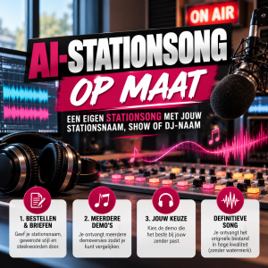 AI-Stationsong op Maat met eigen stationsnaam, programmanaam of DJ-naam