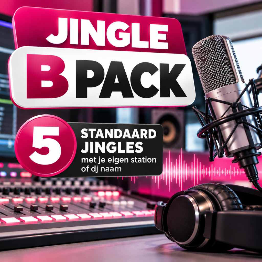 Jingle B Pack – 5 standaard radiojingles met eigen stationsnaam of DJ-naam