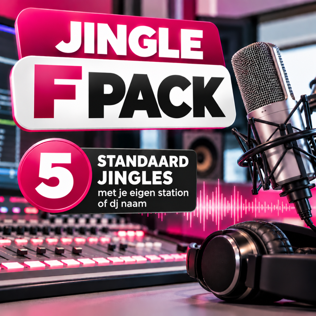 Jingle F Pack – 5 standaard radiojingles met eigen stationsnaam of DJ-naam