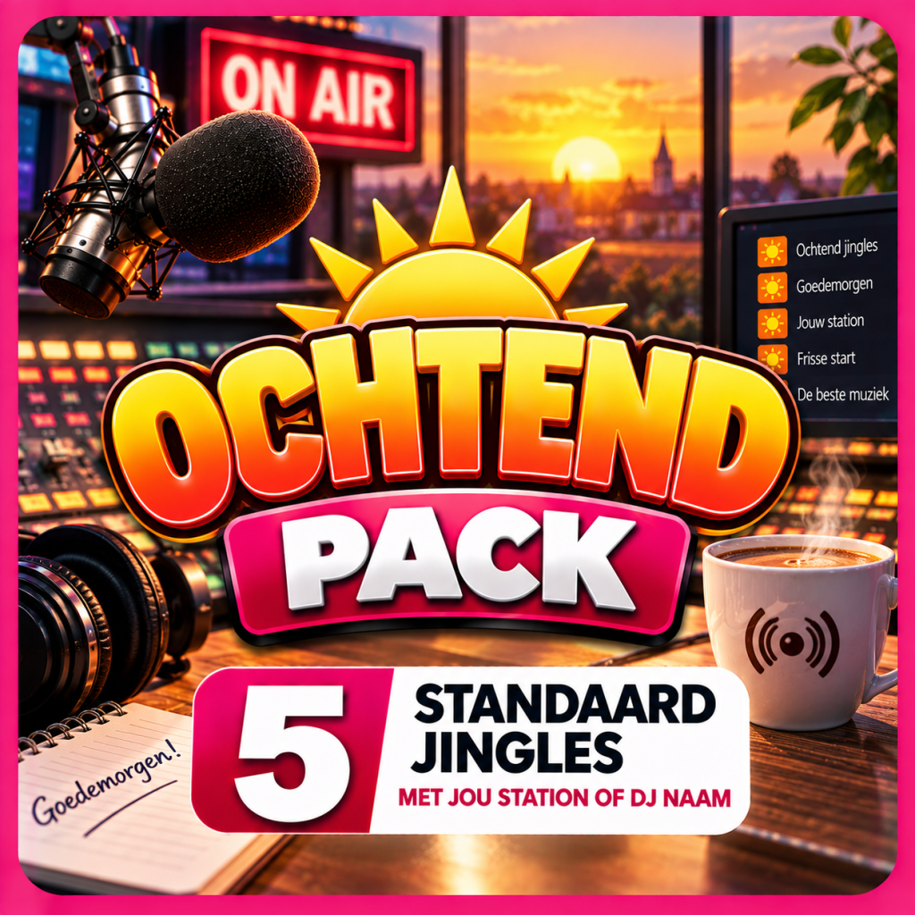 Ochtend Pack – 5 standaard ochtendjingles met eigen stationsnaam of DJ-naam