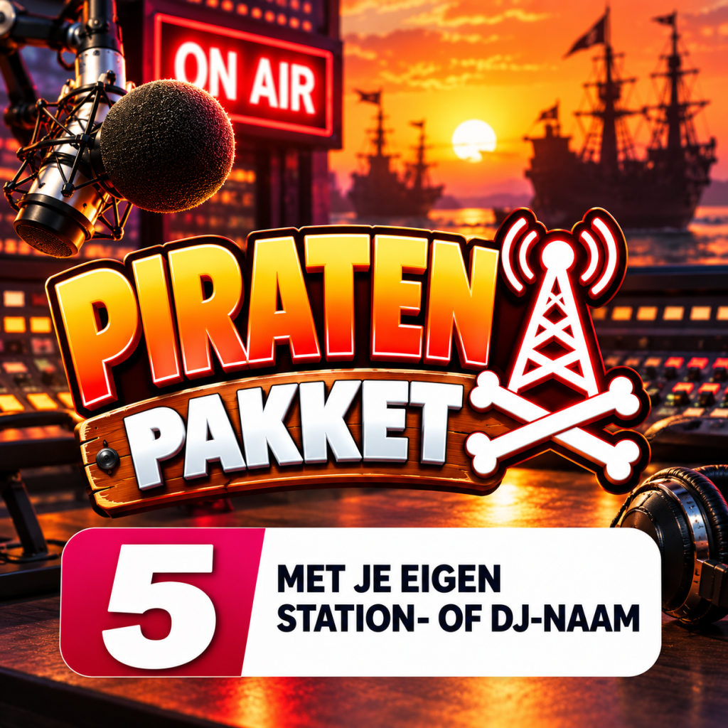 Piraten Pakket – 5 standaard piratenjingles met eigen stationsnaam of DJ-naam