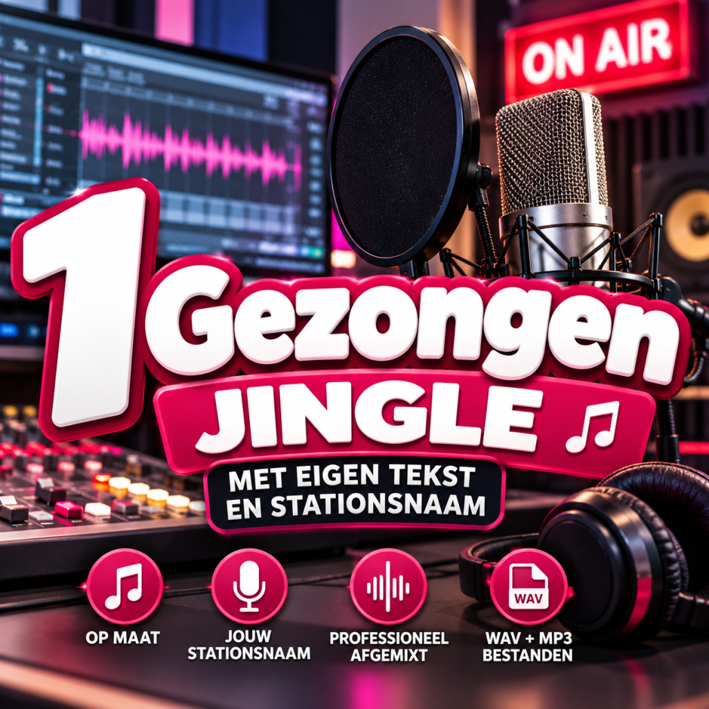 1 gezongen jingle met eigen tekst en stationsnaam – Jinglestudio